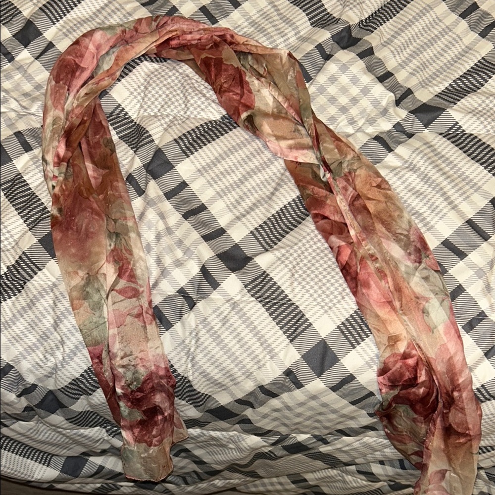 Floral Pink and Green Scarf